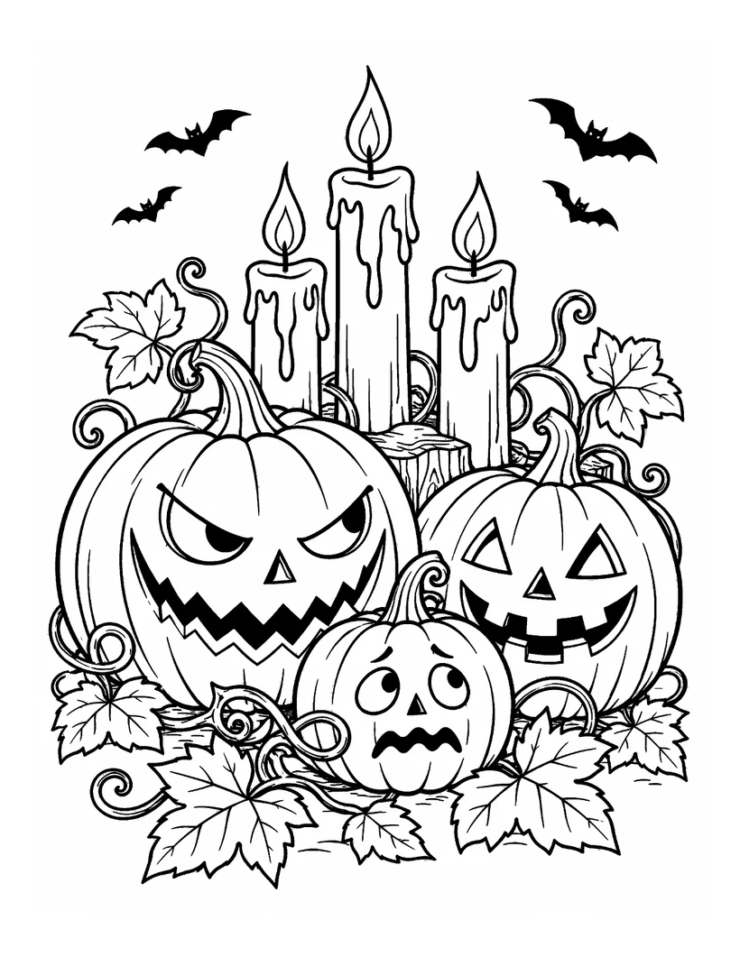 Sample colouring page from Cute & Creepy Halloween Colouring Book