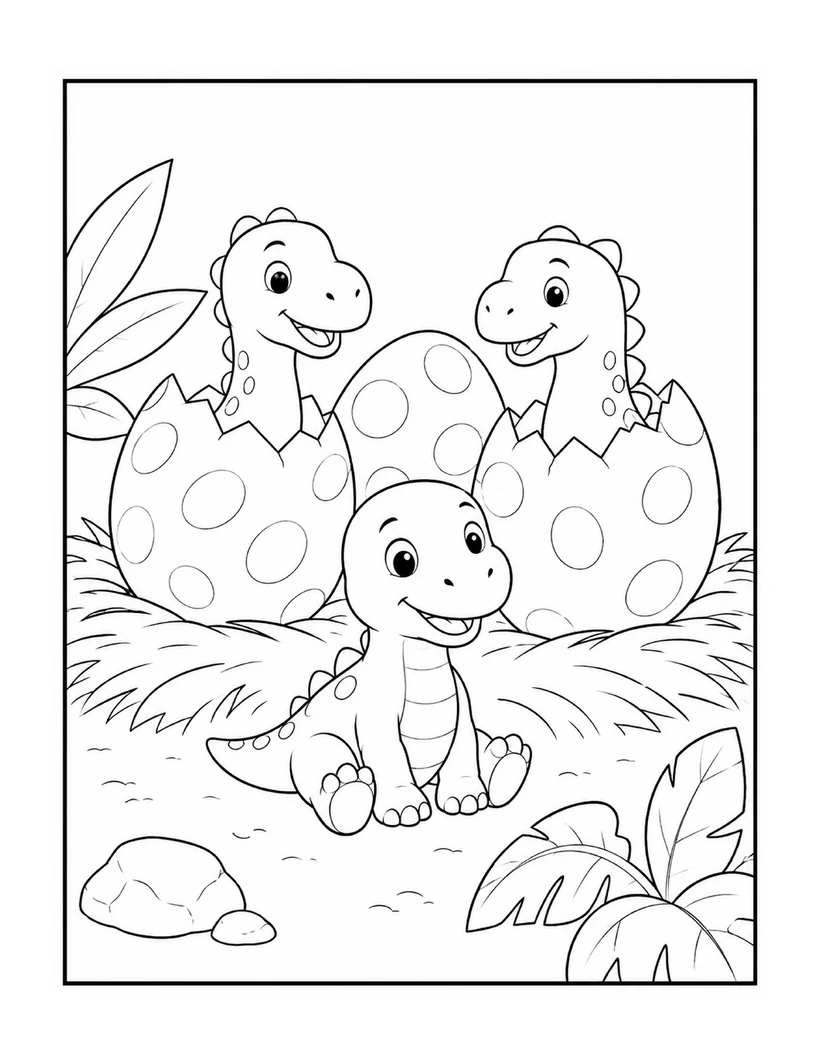 Sample colouring page from My Dinosaur Colouring Book