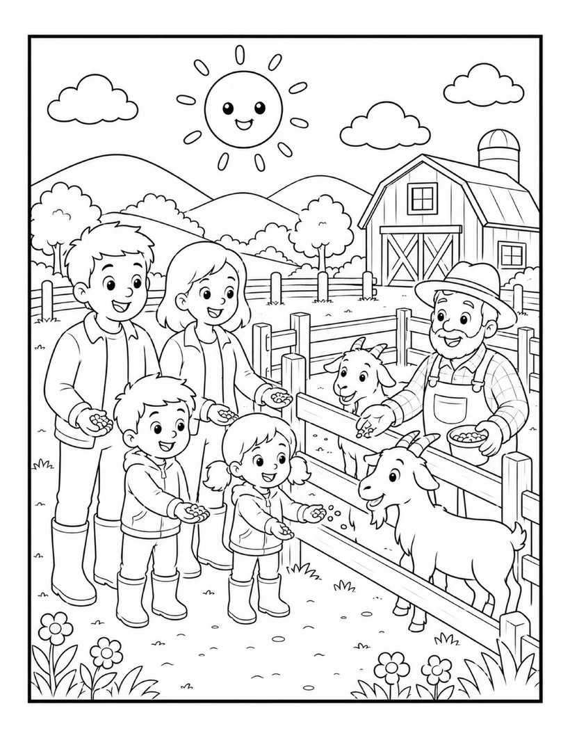 Sample colouring page from Colouring Book Fun Day at the Farm