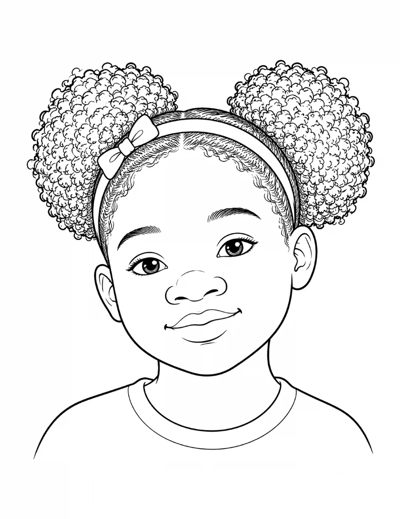 Sample colouring page from Girls' Hair Designs Coloring Book