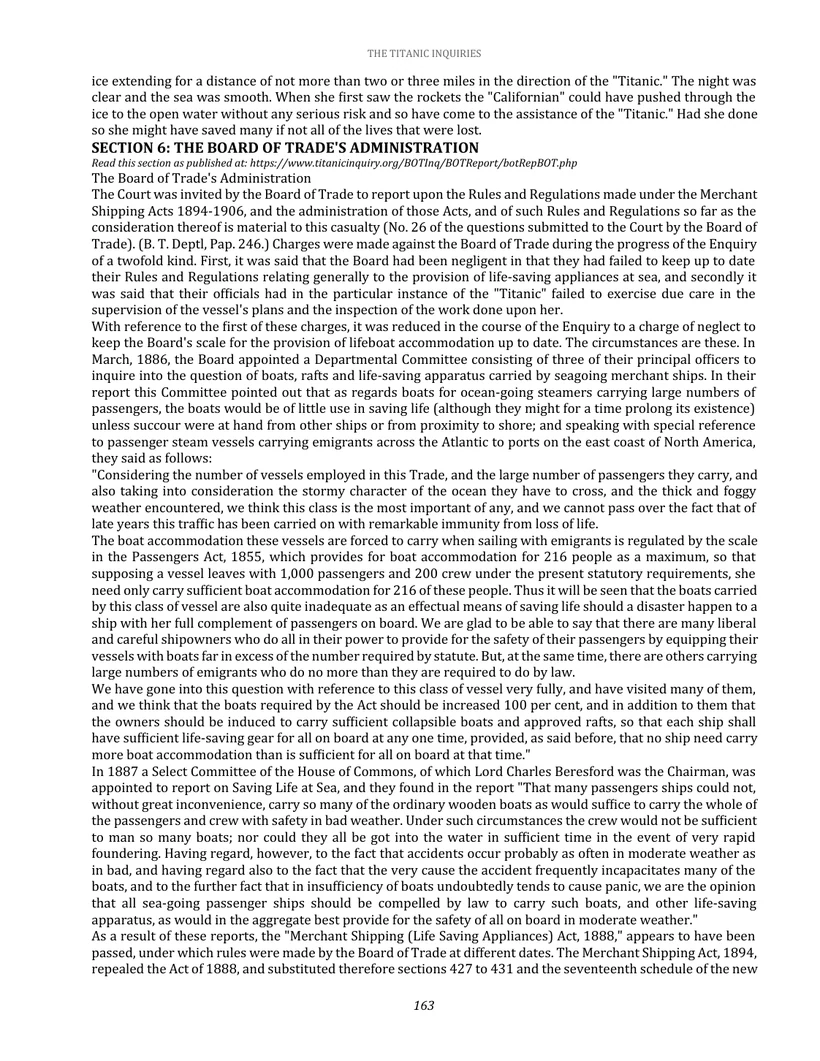 Sample reference page from The Titanic Inquiries