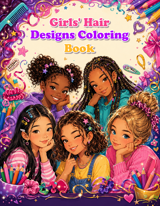 Girls' Hair Designs Coloring Book book cover